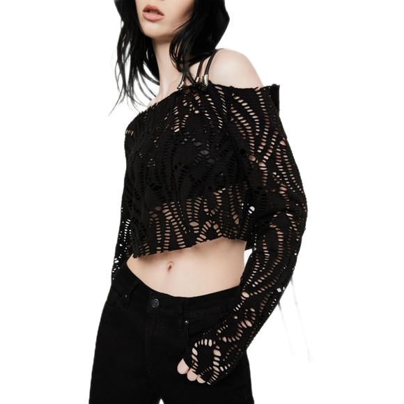 Devil Fashion Long Sleeved Crop Top - Picture 3 of 7